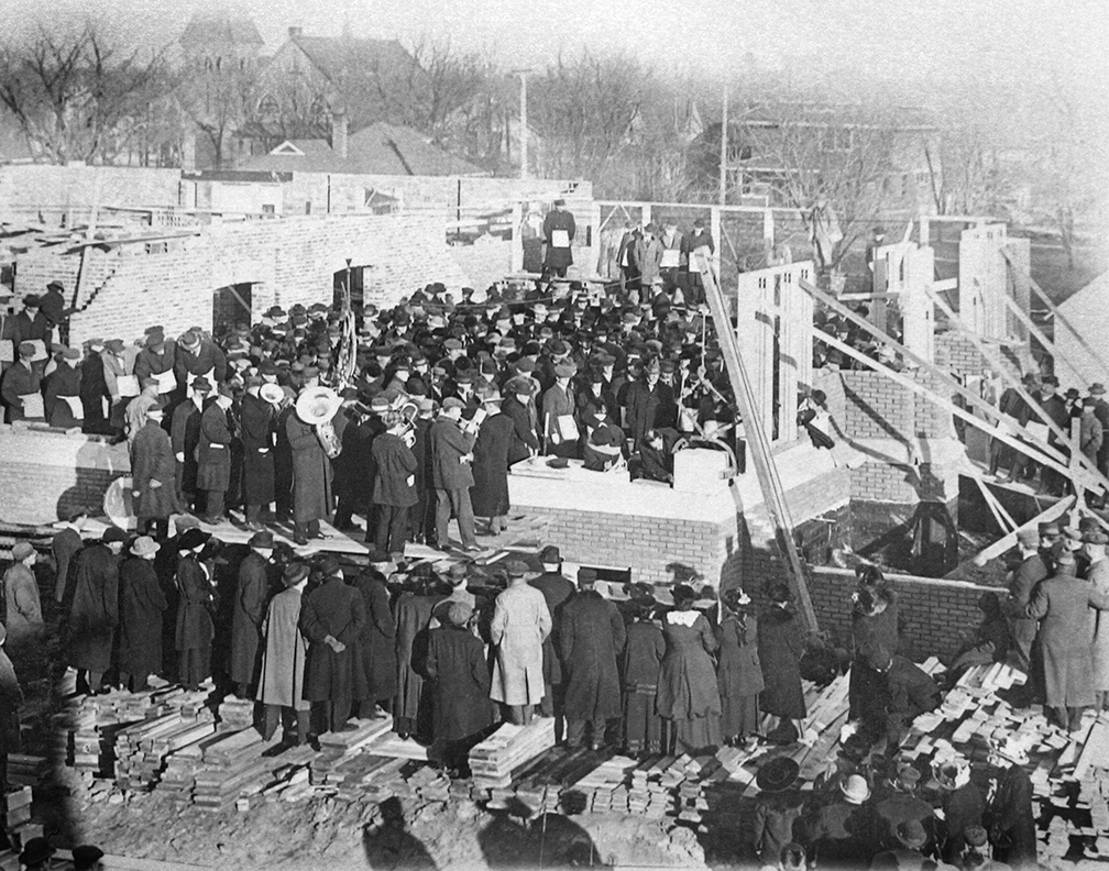 Photo of the laying of the corner stone